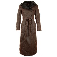 Womens 'Rosetti' Full Length Waxed Coat Faux Fur lined