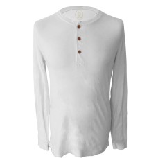 West Indian Sea Island Cotton Long Sleeve Buttoned Tee Shirt